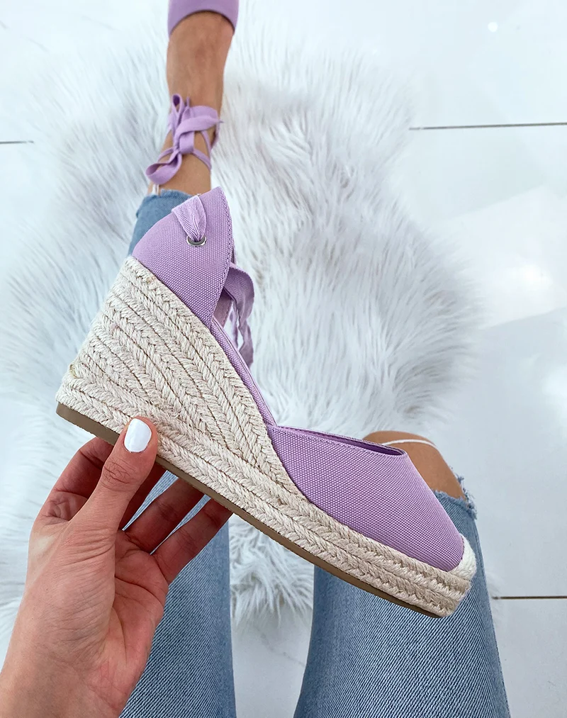 Espadrille à talon compensé violette