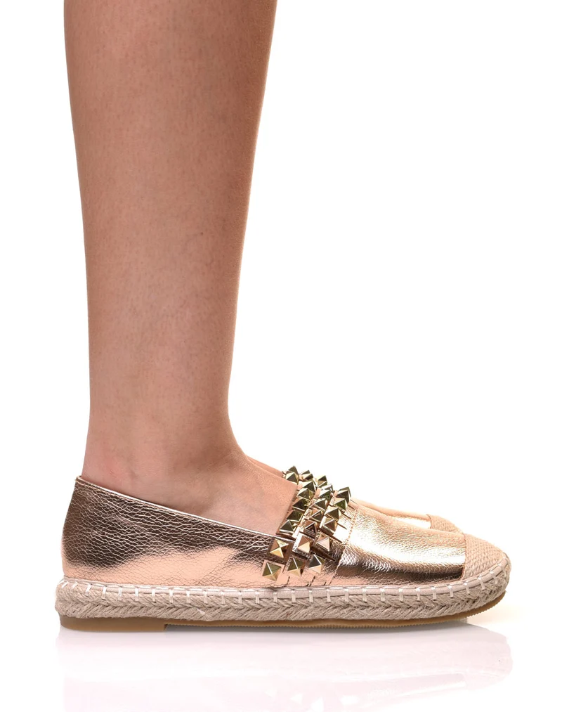 Espadrilles cuivrées cloutées