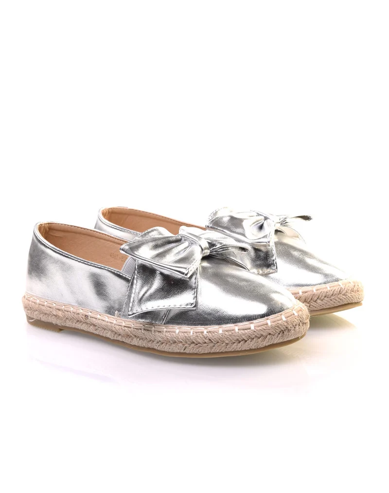 Espadrilles argentées à noeud