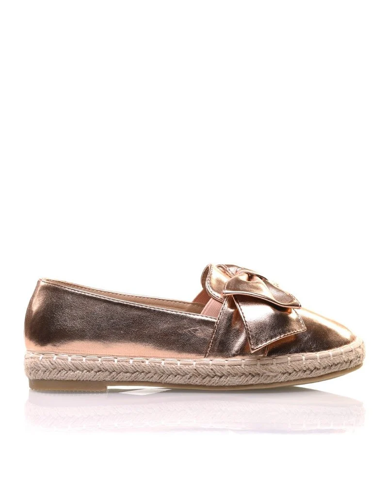 Espadrilles cuivrées à noeud