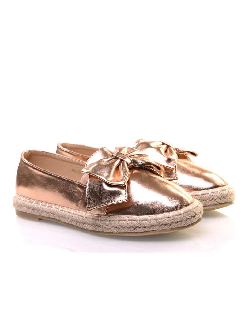 Espadrilles cuivrées à noeud