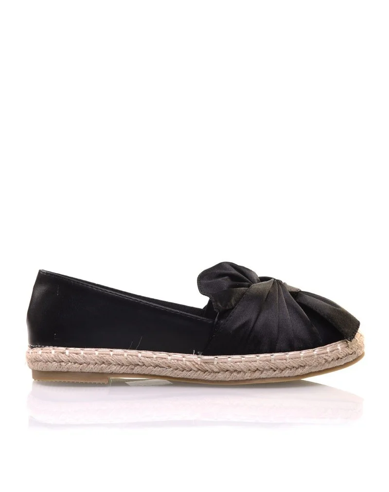 Espadrilles noires bi-matières à n?ud