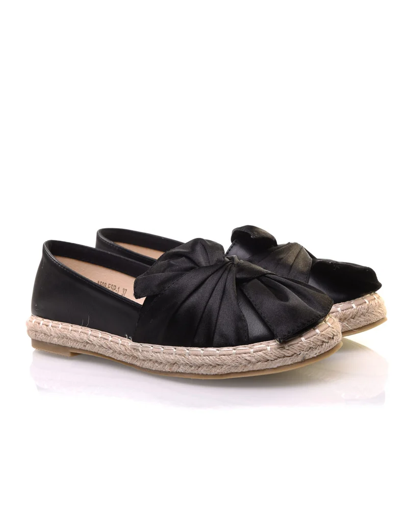 Espadrilles noires bi-matières à n?ud