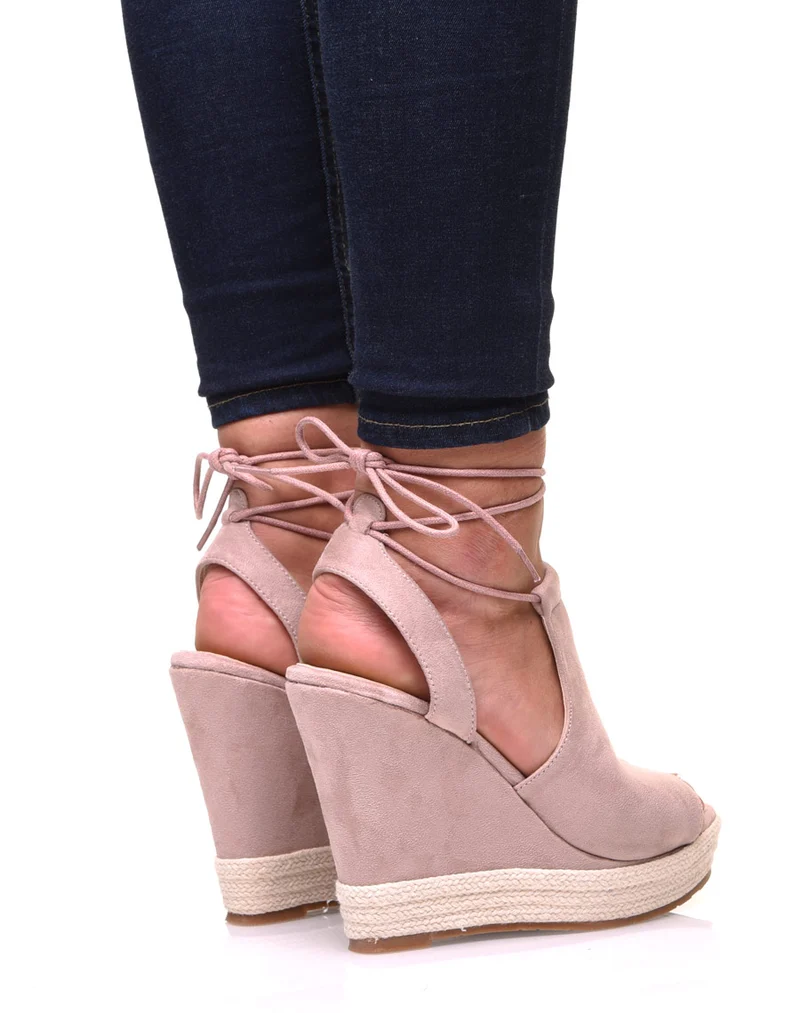 Compensées rose pâle bi matières