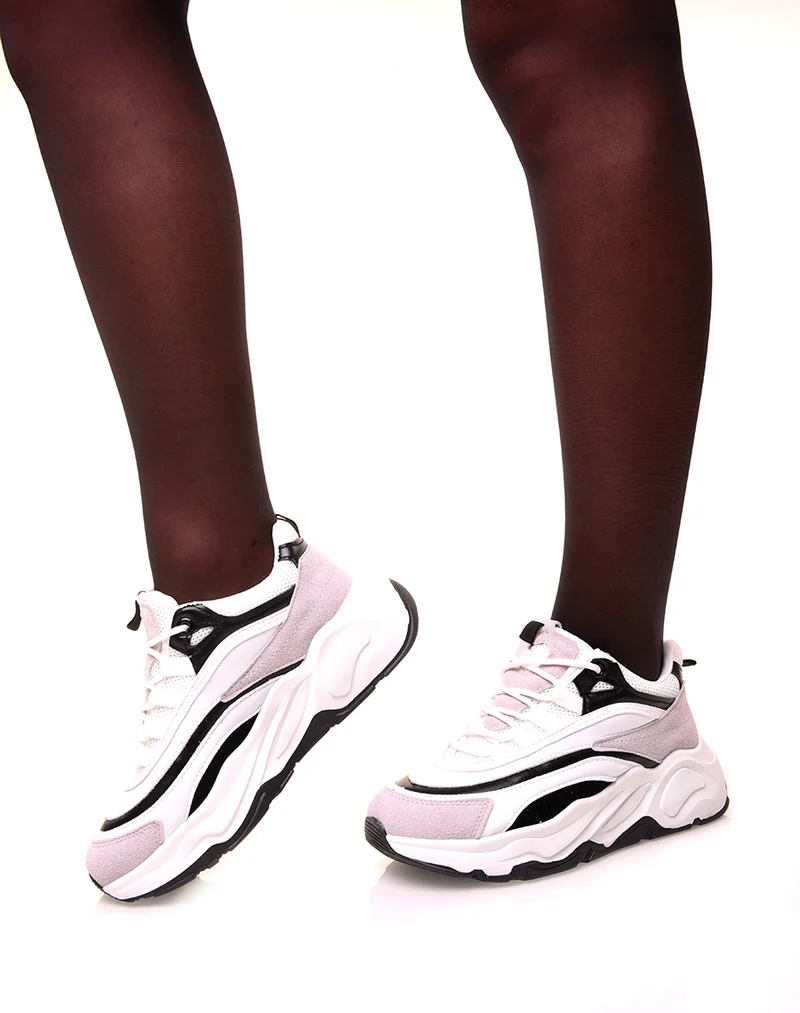 Basket blanche tri-color à semelle épaisses