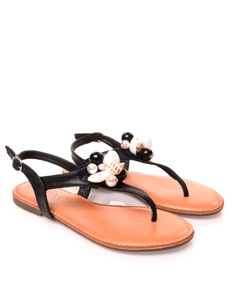 Nu-pieds noirs à coquillage