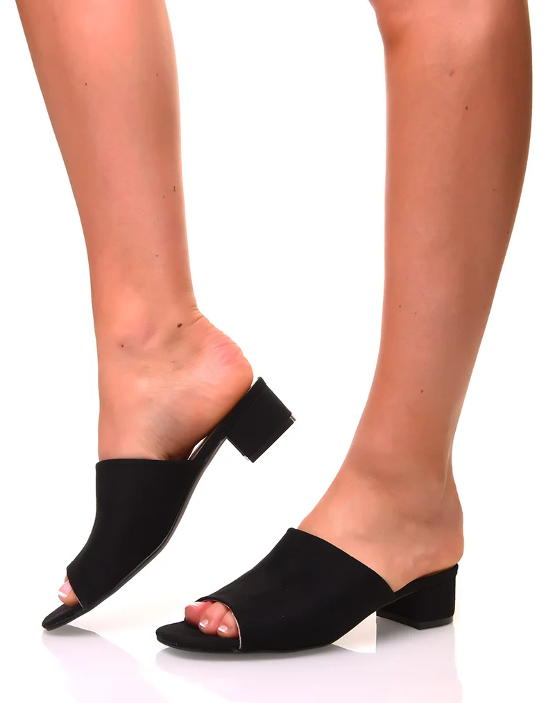 Mules ouverte en suédine noire