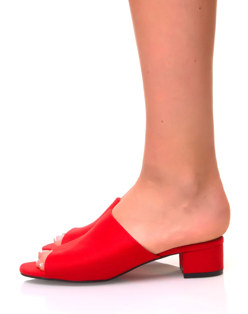 Mules ouverte en suédine rouge