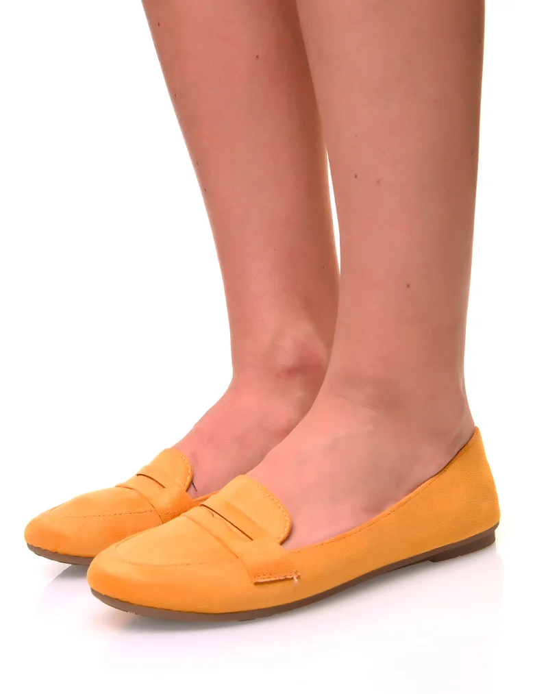 Mocassins en suédine jaune