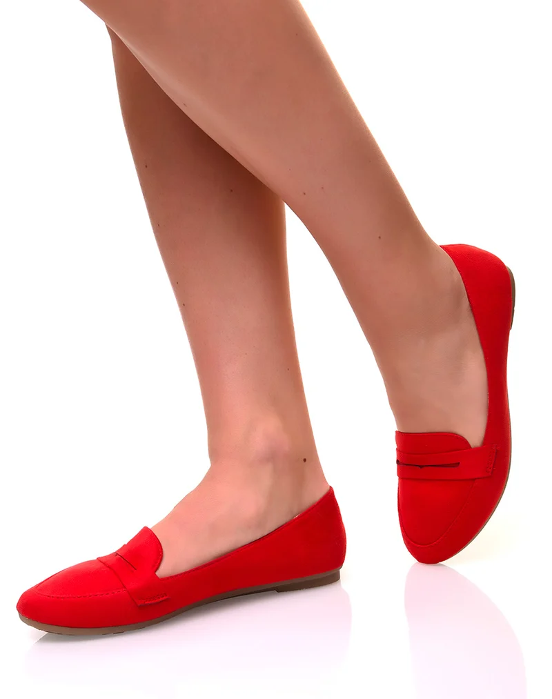 Mocassins en suédine rouge
