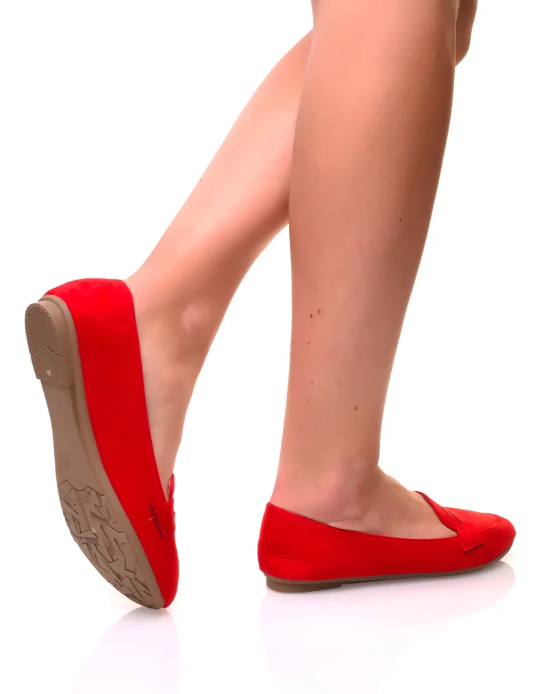 Mocassins en suédine rouge