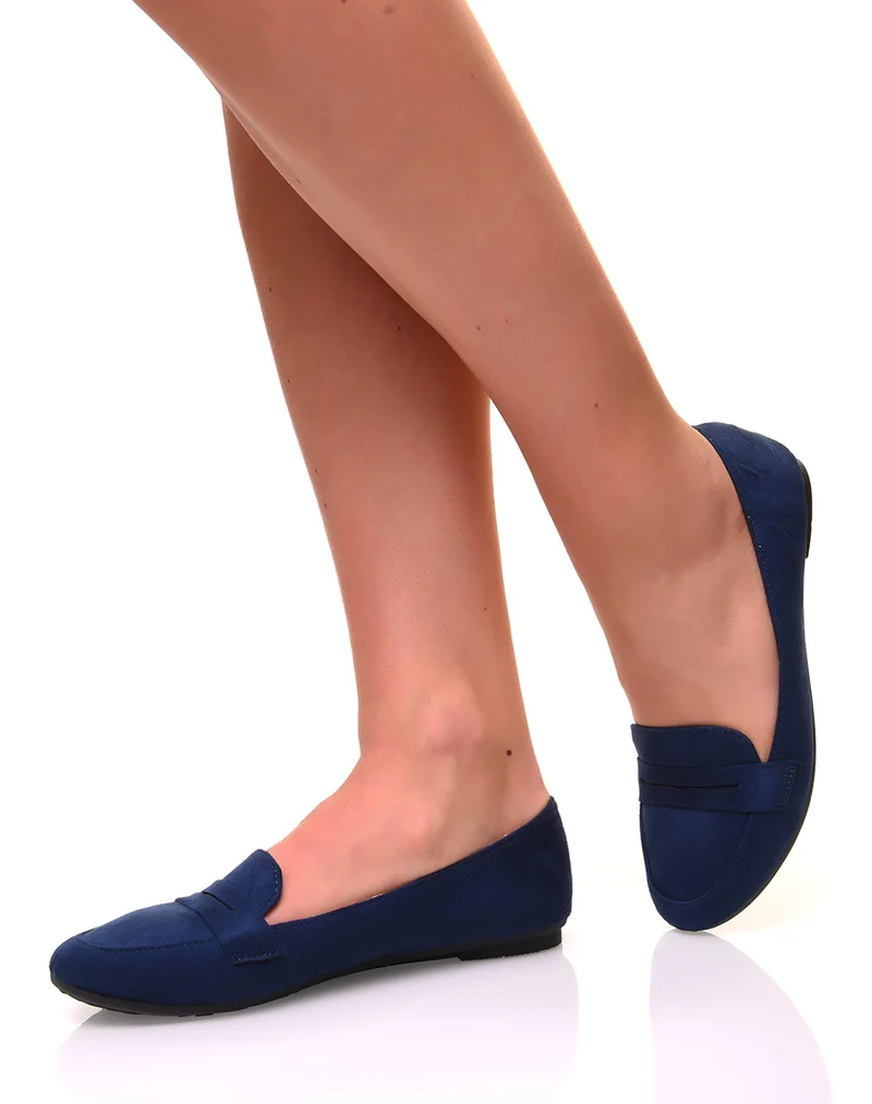 Mocassins en suédine bleue marine