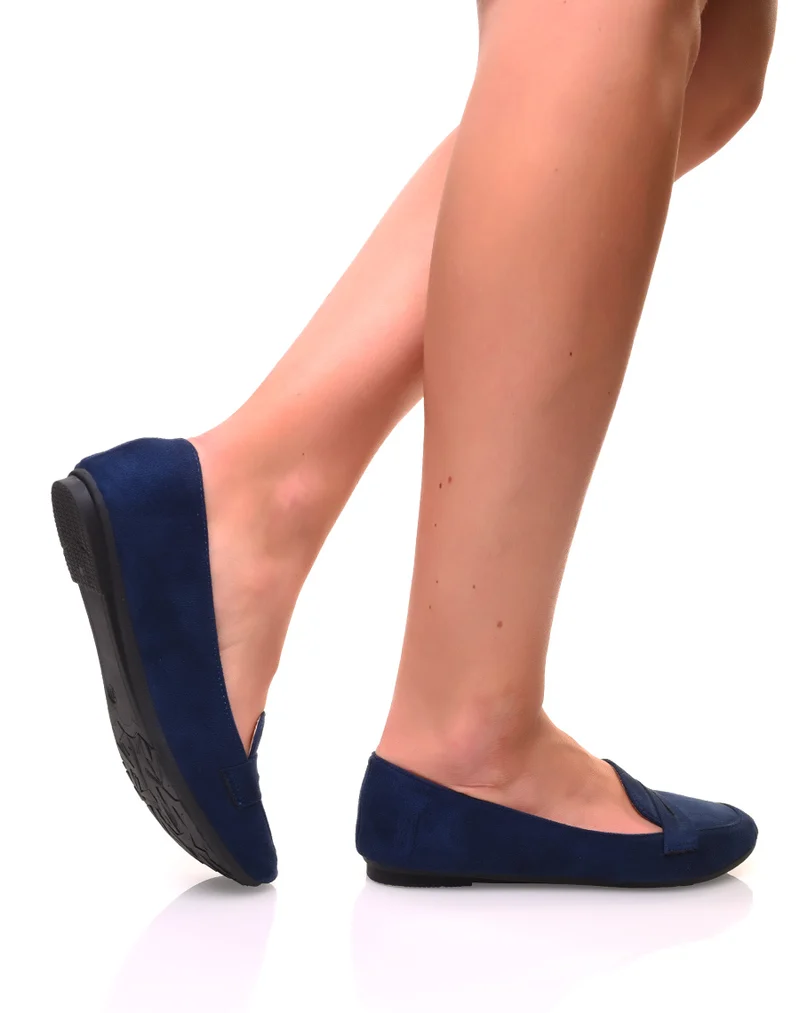 Mocassins en suédine bleue marine
