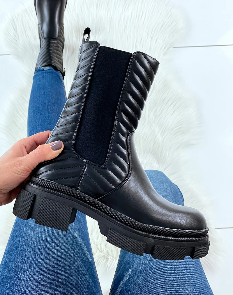 Bottines noires matelassé