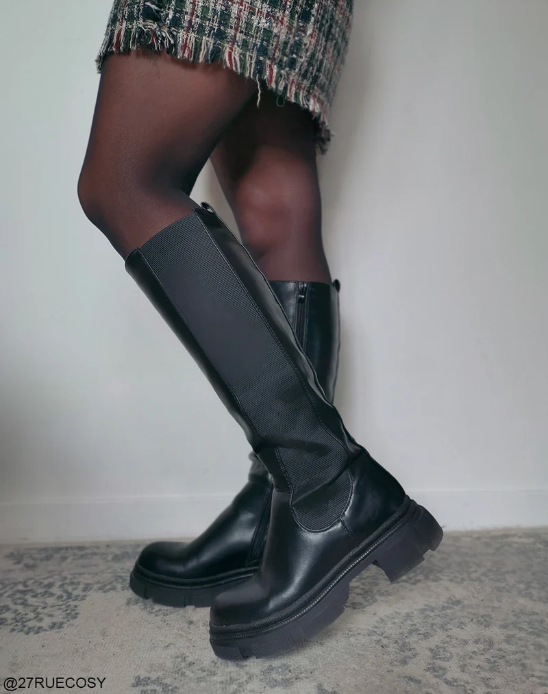 Bottes noires à bi-matières