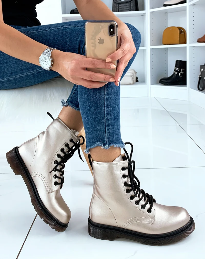 Bottines montante beige