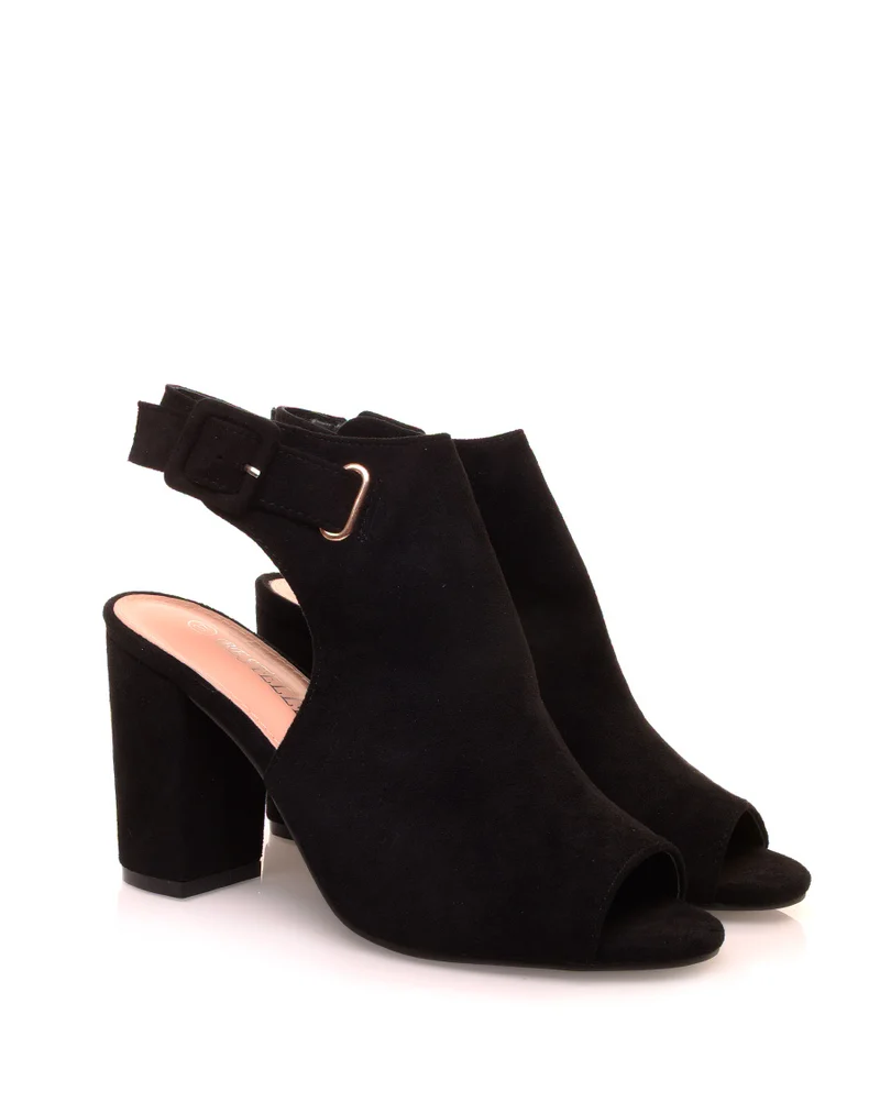 Sandales fermées à talons noires en suédine