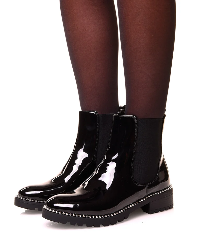 Chelsea boots vernis à clous argentés