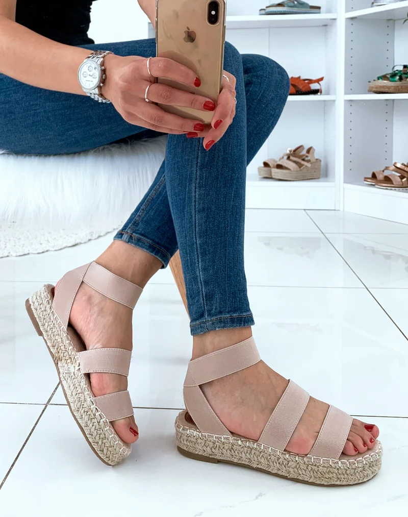 Espadrilles compensées beige