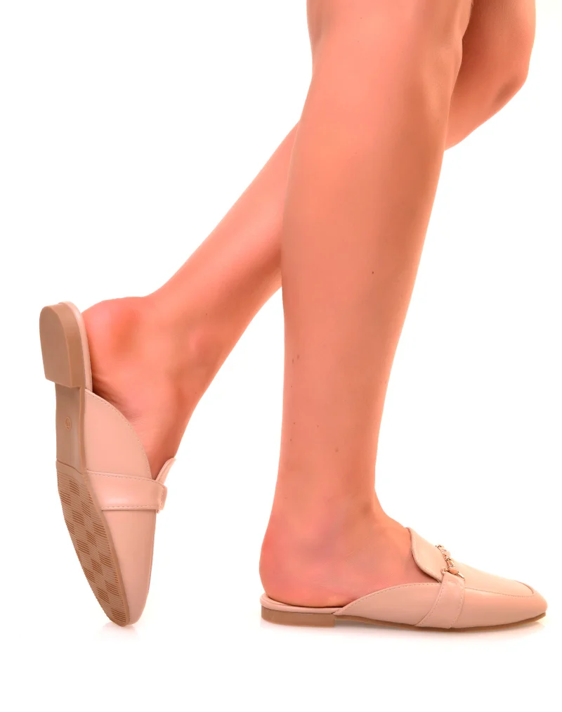 Mocassins en similicuirs beiges ouverts