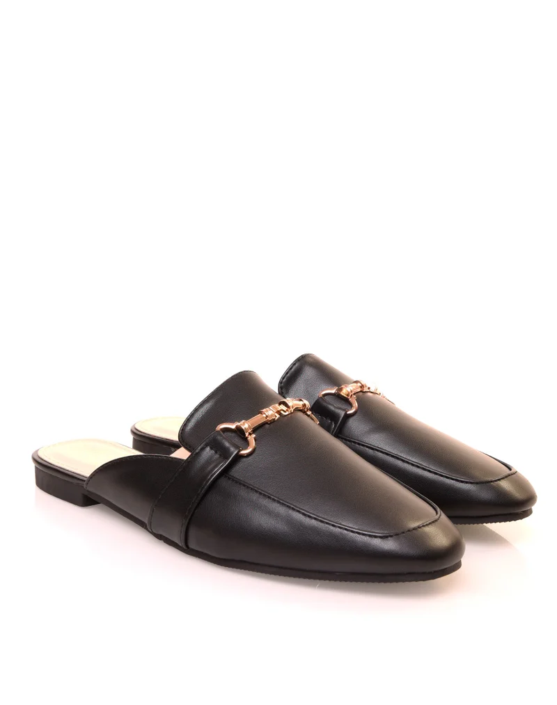 Mocassins en similicuirs noirs ouverts