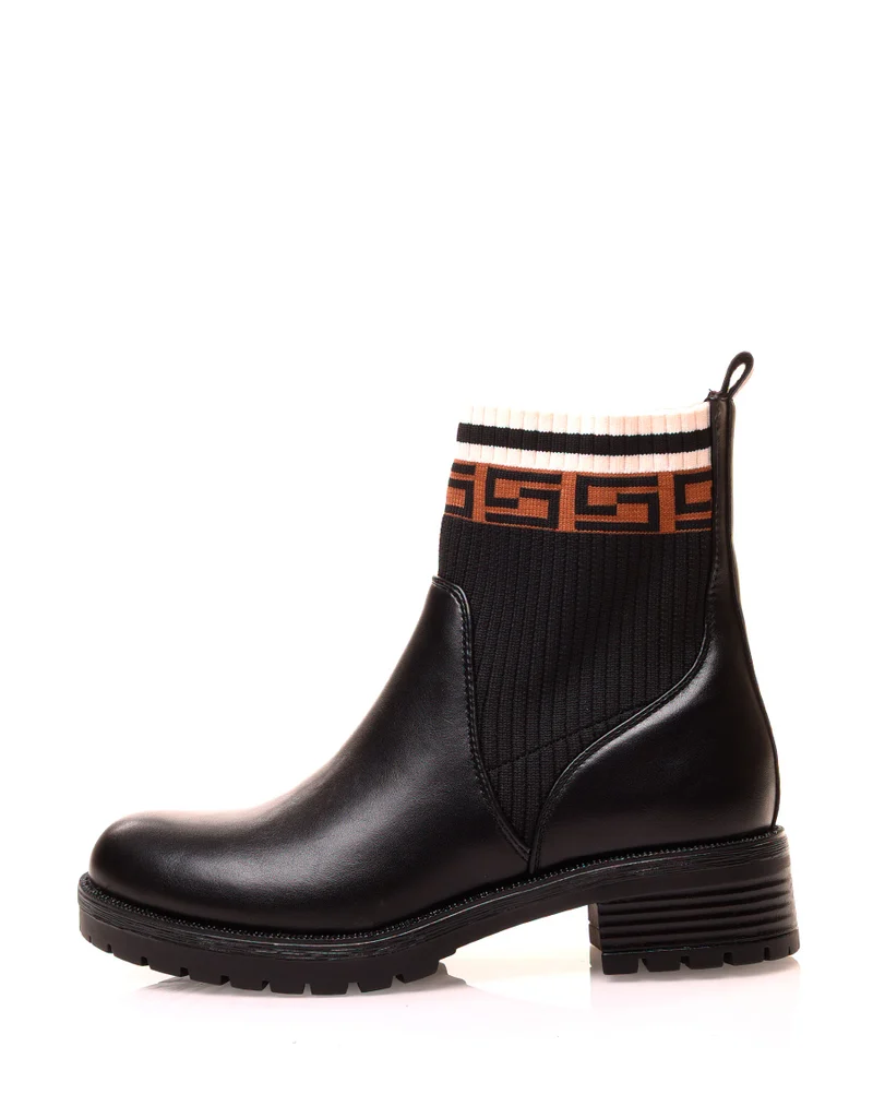 Bottines noires effet chaussette