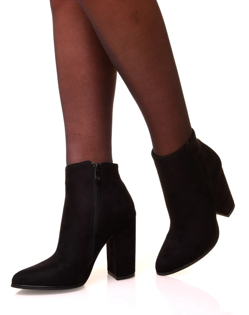 Bottines à talons et à bout pointu en suédine