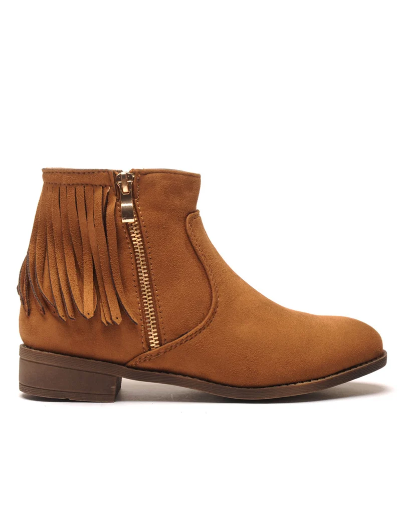 Bottines camel avec franges