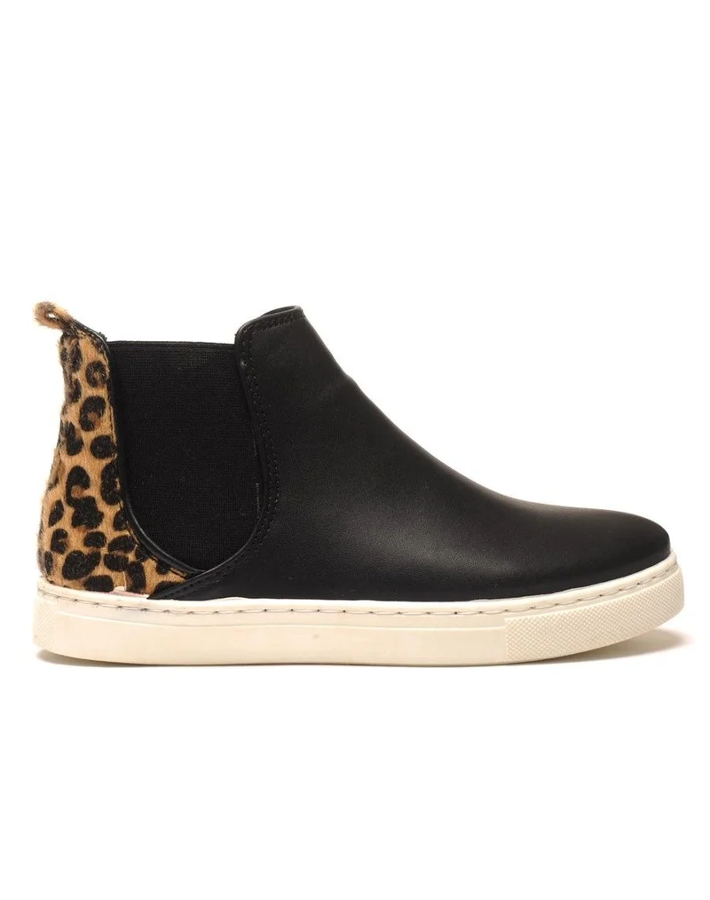 Chaussure noire empiècement léopard