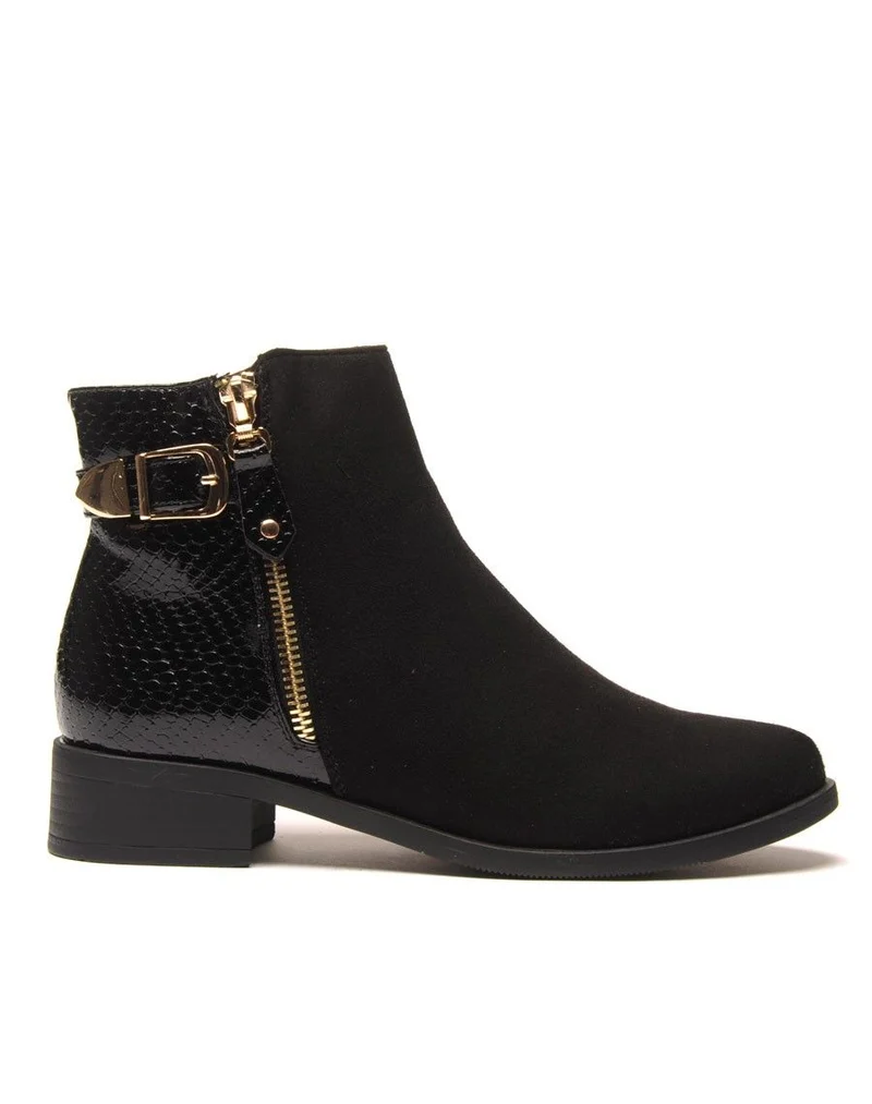 Bottine noire bi matière python