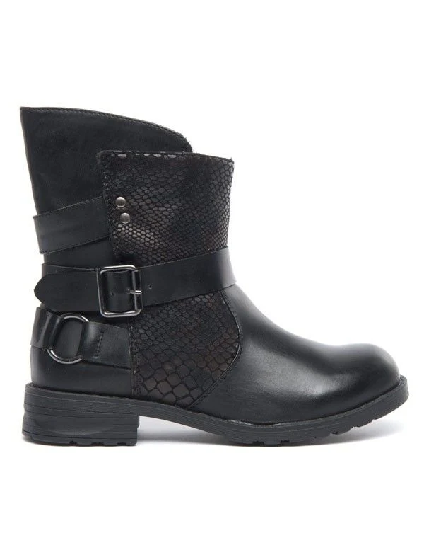 Botte effet reptile et boucles décoratives Dazawa noir