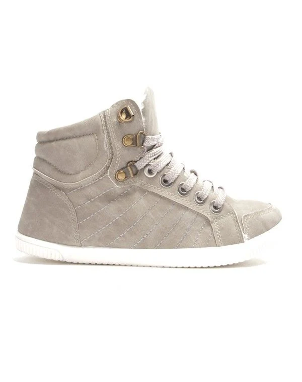 Chaussures femme Libra Pop: Basket fourrée - gris