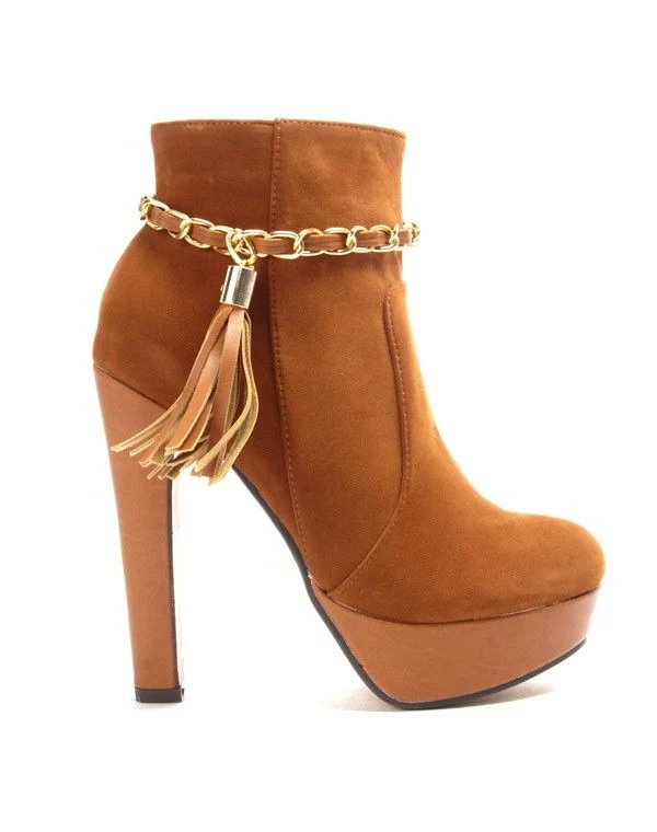 Chaussure femme Bo'aime: Bottine à talon - camel