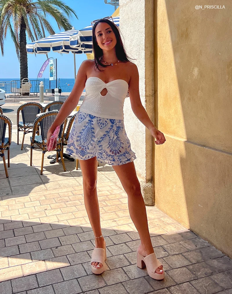 Mules femme à talon haut et plateforme en tissu beige tressé
