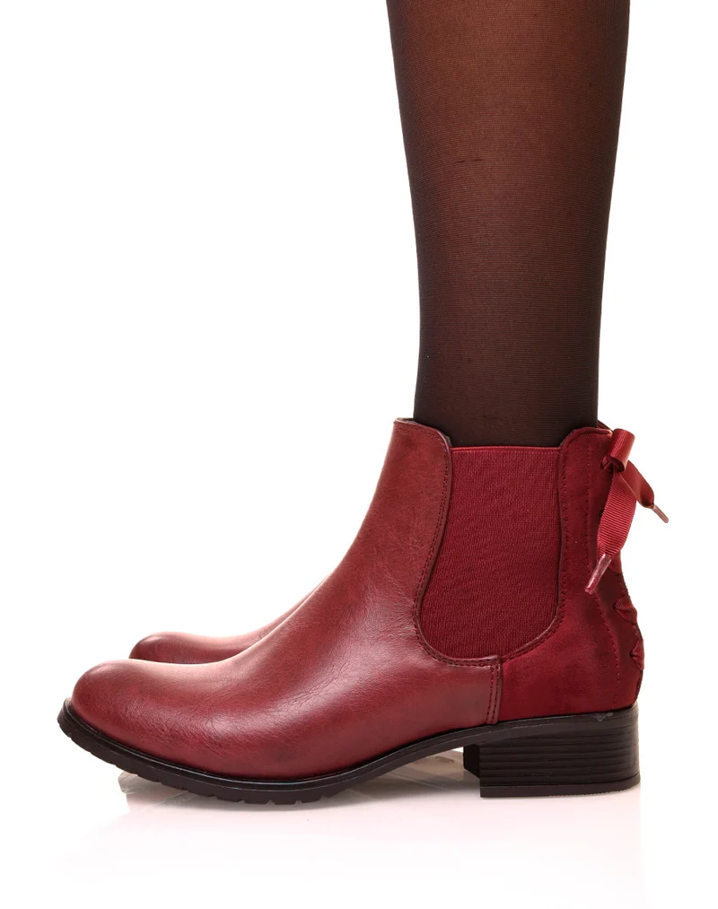 Chelsea boots bordeaux à nœuds