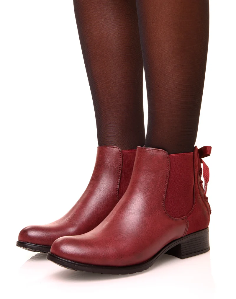 Chelsea boots bordeaux à nœuds