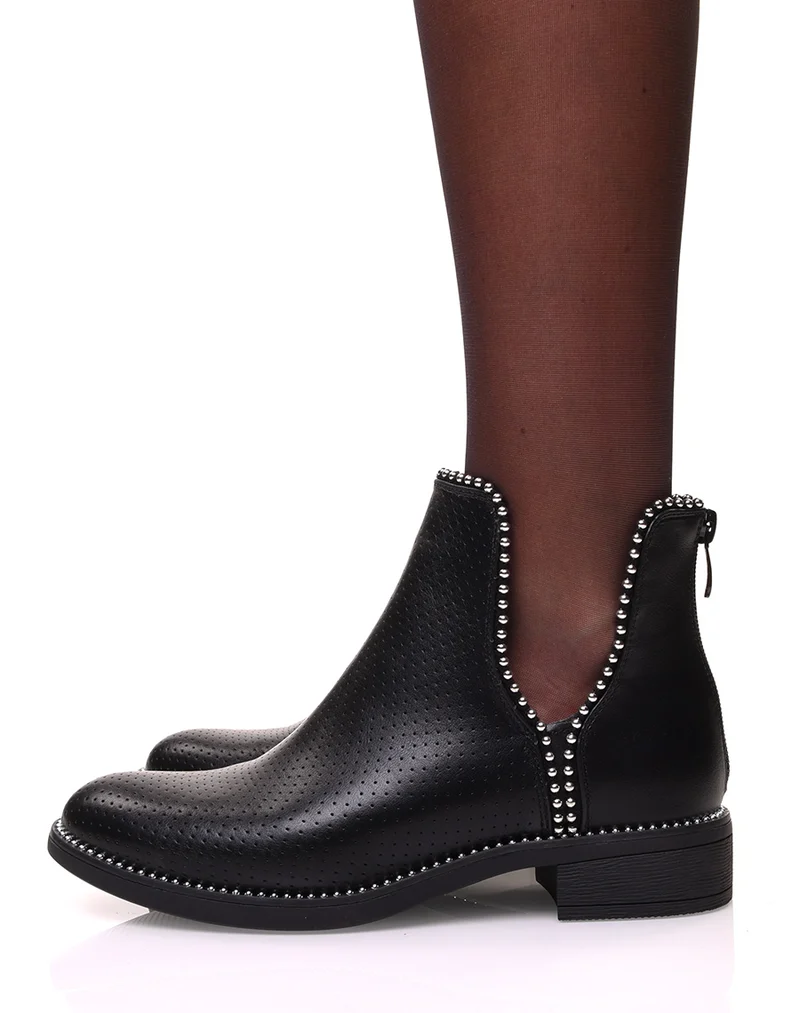Chelsea boots sans élastique texturé perlées de petits clous