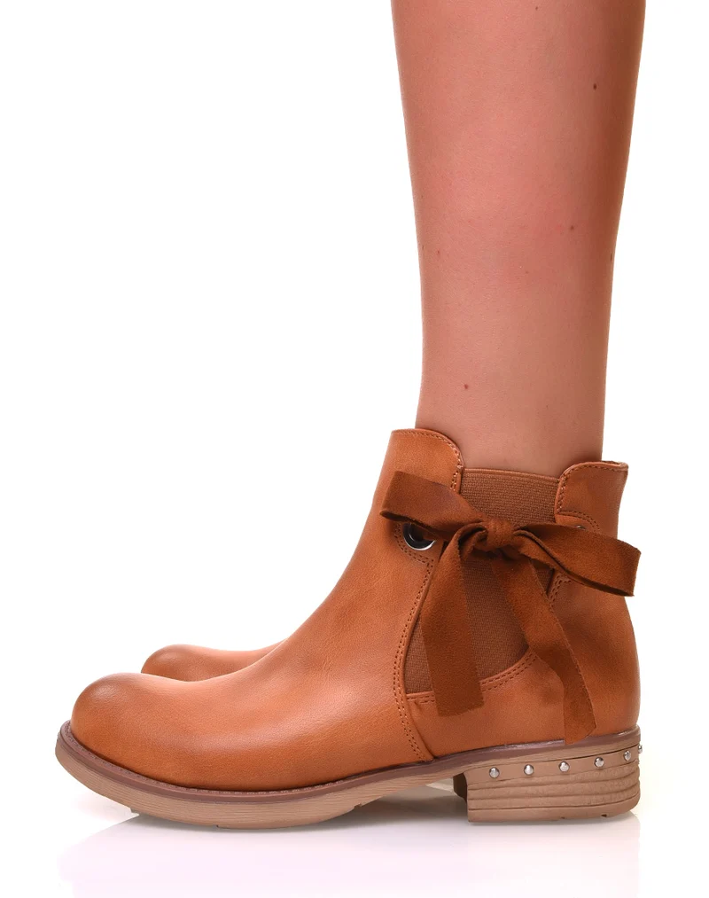 Chelsea boots camelles avec noeuds