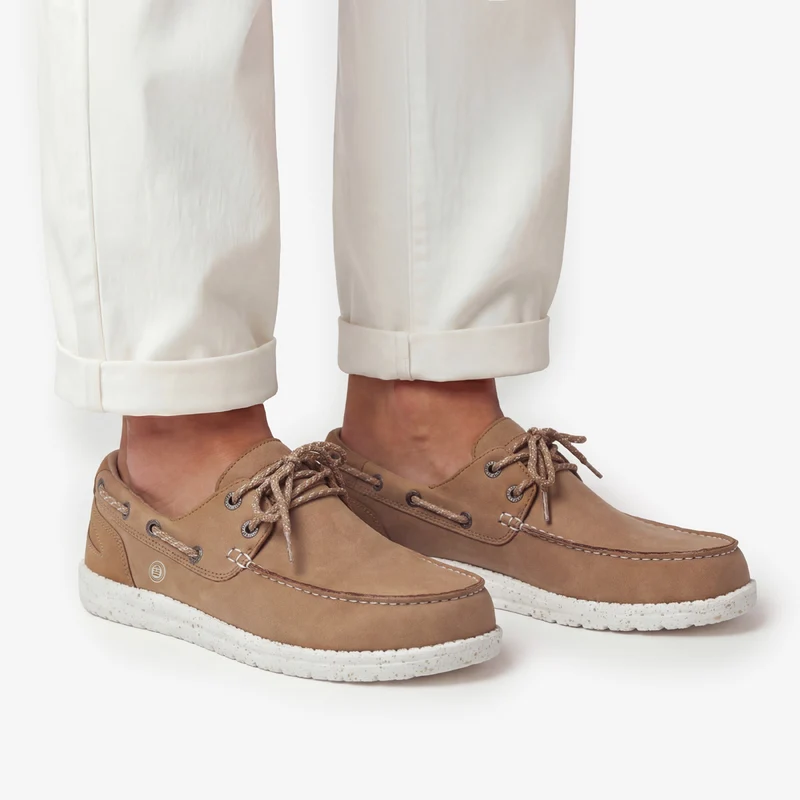 Chaussures bateau Socoa beige mastic en nubuck
