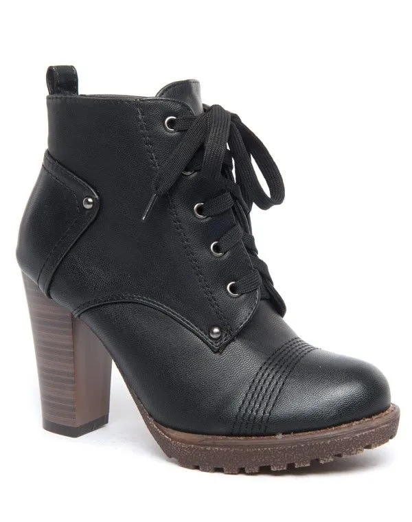 Bottine femme Jennika à lacets et talon bottier