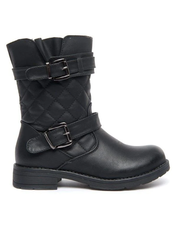 Chaussures femme Jennika: Bottes noires effet matelassé