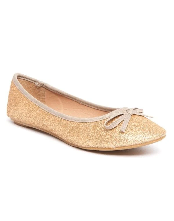 Ballerine femme Cocoperla or avec paillettes et noeud