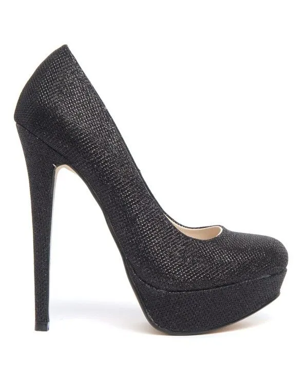 Escarpins pailletées plateforme Sinly à talons aiguille noirs