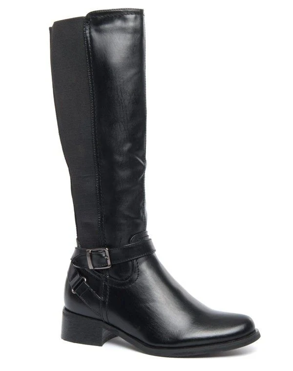 Bottes montante noir Dazawa à bande élastique