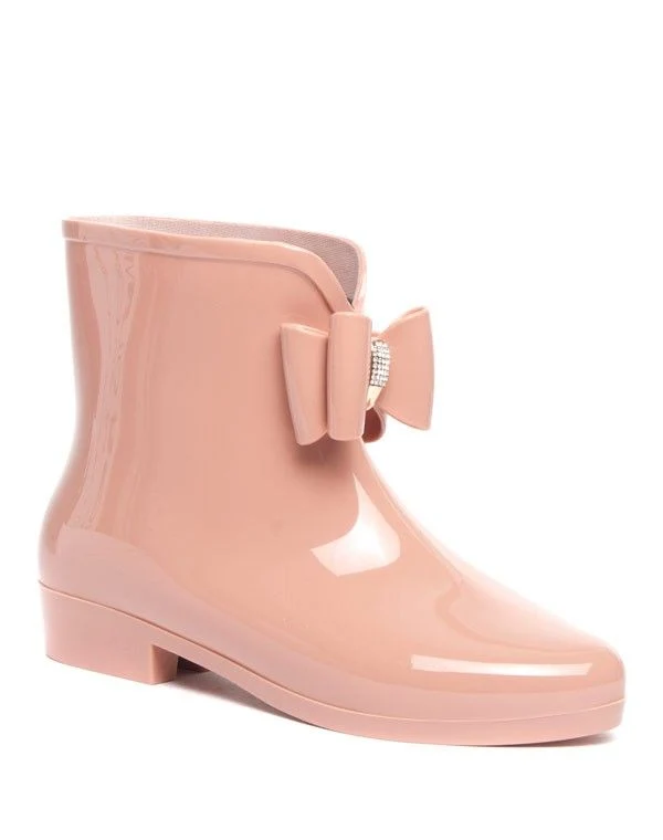 Bottes de pluie courtes à noeud Ideal rose