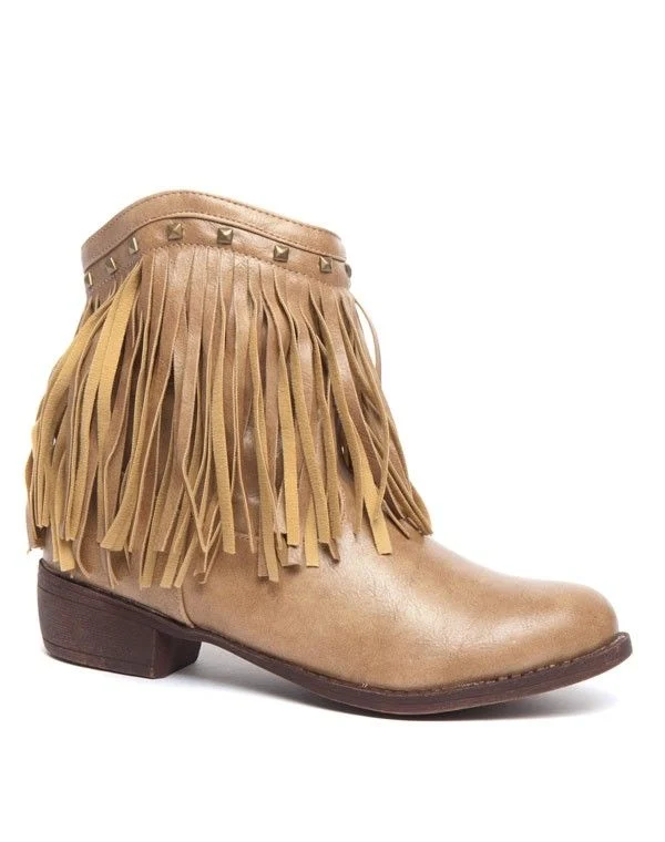 Bottes ethniques à franges et clous Ideal beige