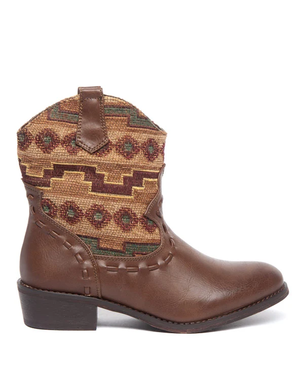 Bottes Ideal tissus motif ethnique marron