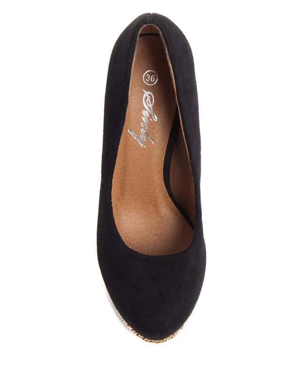 Escarpin stiletto Sinly noir et chaîne dorée ornementale