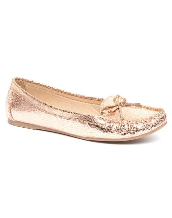 Mocassin femme rose effet craquelé Sinly