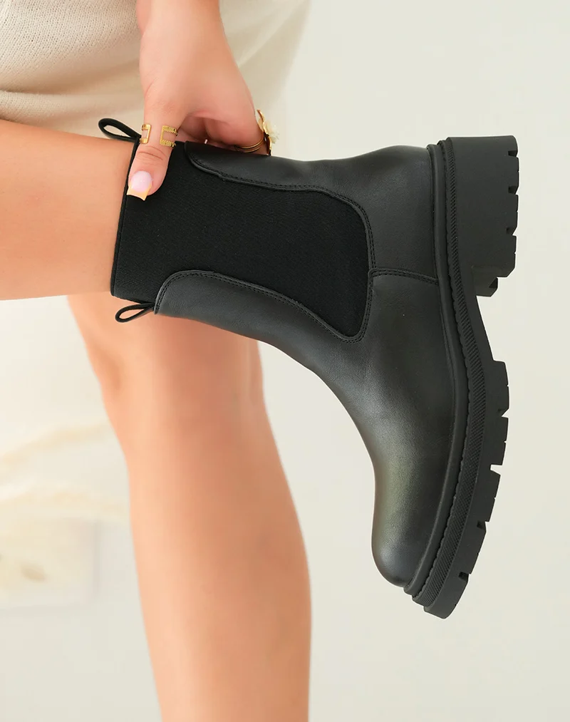 Bottines Chelsea Noires Femme à Semelle Crantée
